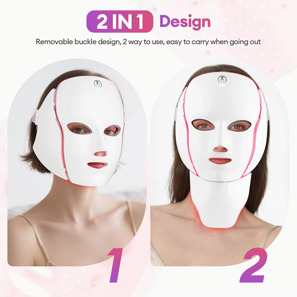 7-Color LED Face & Neck Beauty Mask — Photon Red Light Therapy