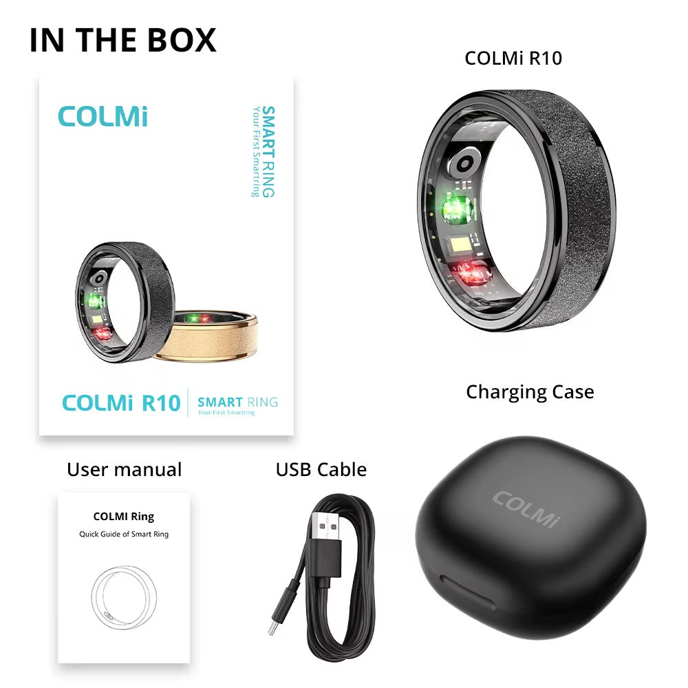 COLMI R10 Smart Ring with Charging Case — Health & Sleep Monitor